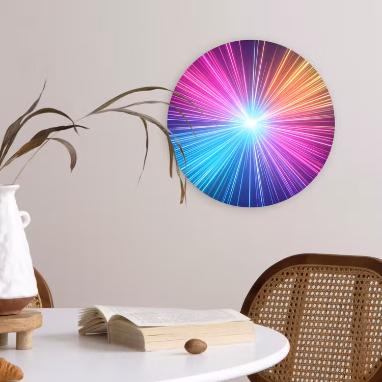 Abstract - Light - Burst - Modern - Colorful Wandcirkel kunststof plaat 5mm dik klein -sfeer4