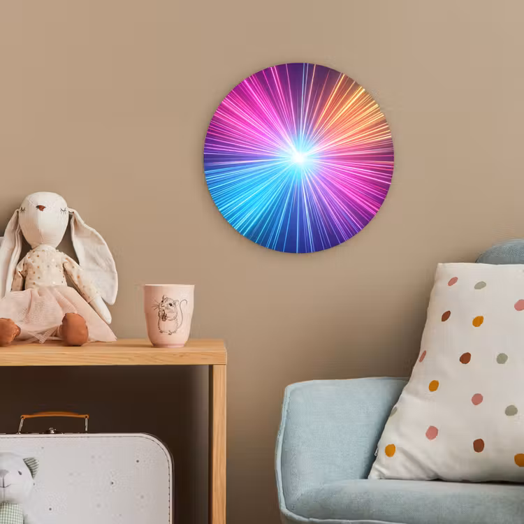 Abstract - Light - Burst - Modern - Colorful Wandcirkel kunststof plaat 5mm dik klein -tsfeer1_kind