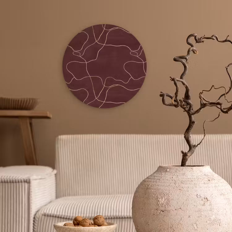 Abstract - Modern - Bruin Wandcirkel kunststof plaat 5mm dik klein 188 -sfeer1