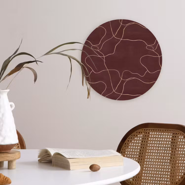 Abstract - Modern - Bruin Wandcirkel kunststof plaat 5mm dik klein 188 -sfeer4