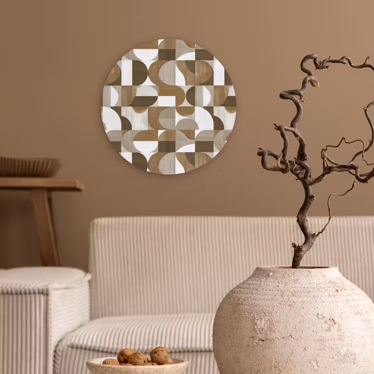 Abstract - Retro - Bruin Wandcirkel kunststof plaat 5mm dik klein 188 -sfeer1