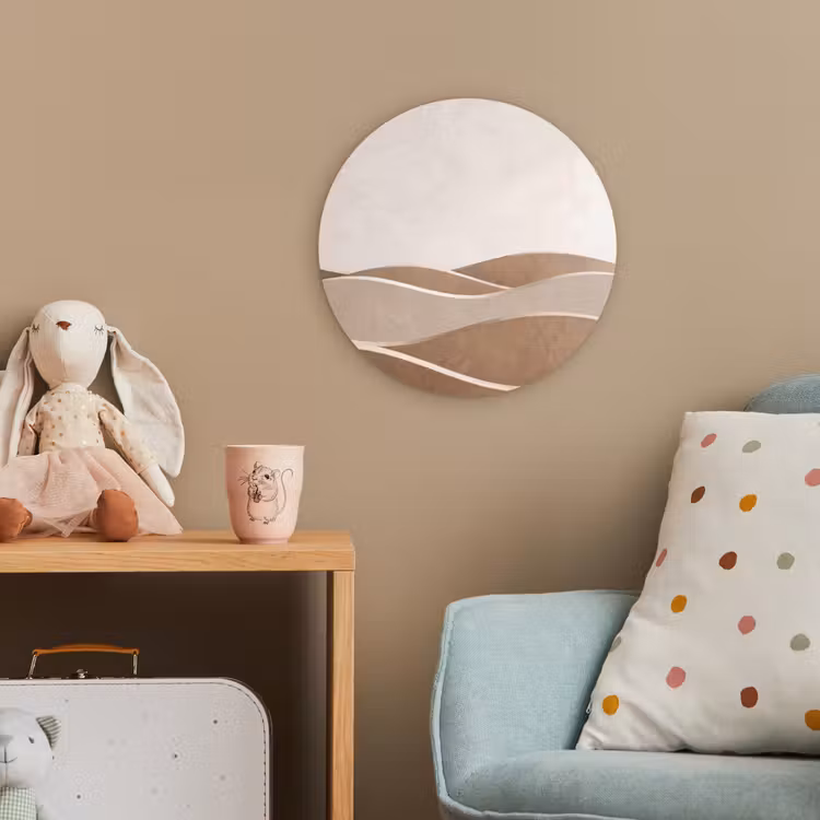 Abstract - Golven - Modern - Beige Wandcirkel kunststof plaat 5mm dik klein -tsfeer1_kind