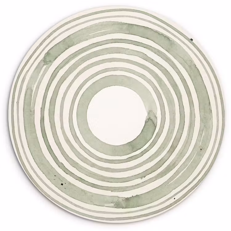 Abstractie - Cirkels - Waterverf - Groen - Modern Wandcirkel kunststof plaat 5mm dik klein -3d