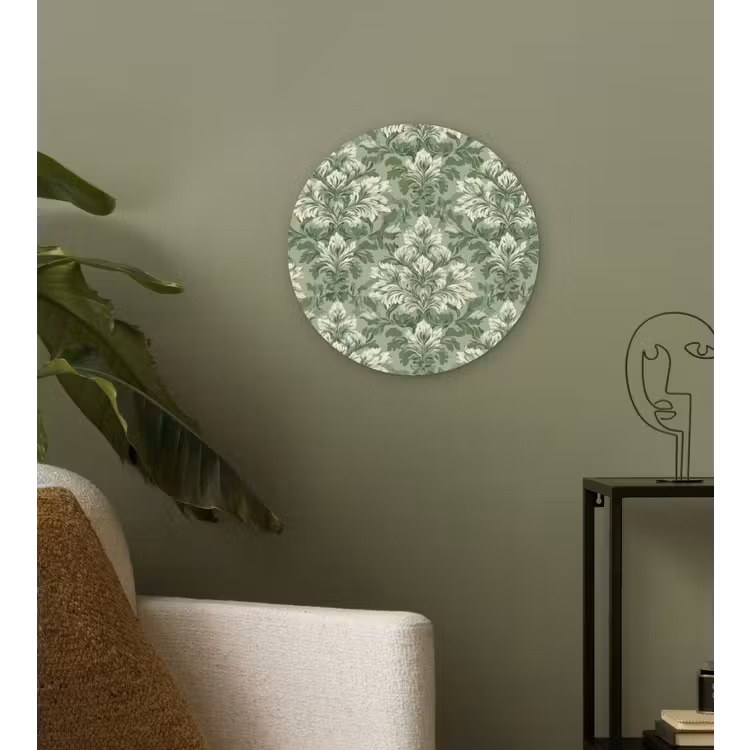 Sierlijk - Lichtgroen - Planten - Patroon - Getailleerd Wandcirkel kunststof plaat 5mm dik klein 188 -sfeer3