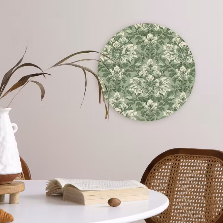 Sierlijk - Lichtgroen - Planten - Patroon - Getailleerd Wandcirkel kunststof plaat 5mm dik klein 188 -sfeer4
