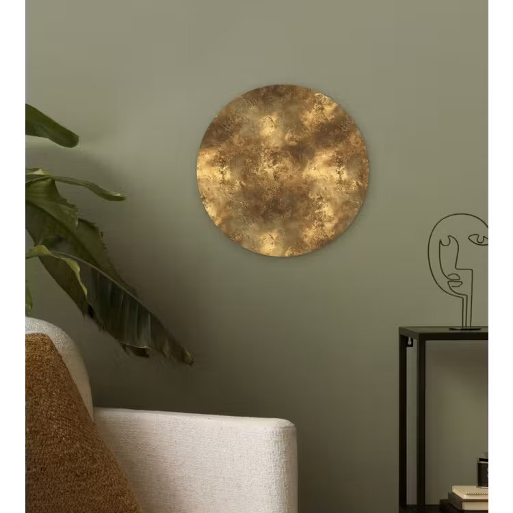 Antiek - Metaallook - Goud Wandcirkel kunststof plaat 5mm dik klein 188 -sfeer3