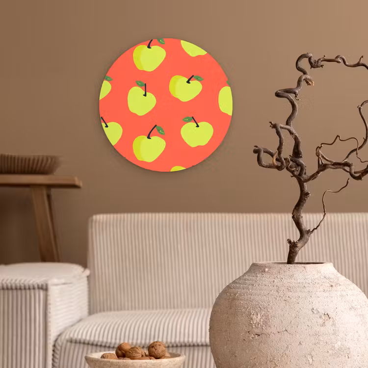 Appels - Modern - Groen Wandcirkel kunststof plaat 5mm dik klein 188 -sfeer1