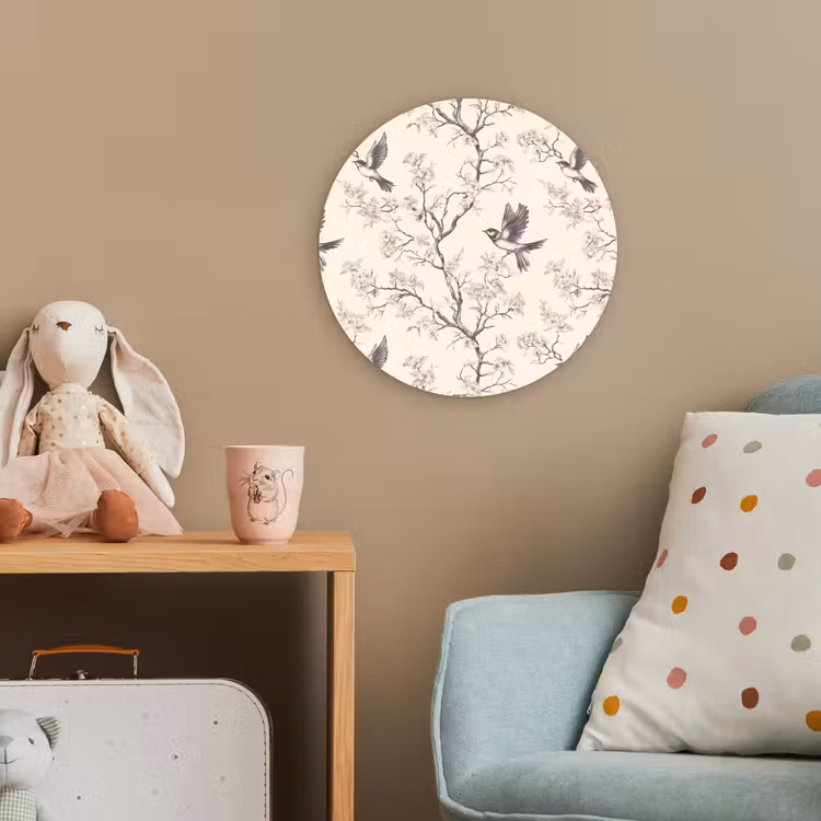Takken - Vogels - Beige Wandcirkel kunststof plaat 5mm dik klein 188 -tsfeer1_kind