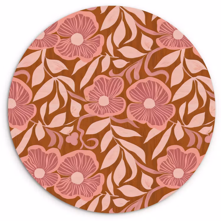 Sfeer - Bloemen - Roze Wandcirkel kunststof plaat 5mm dik klein 188 -3d