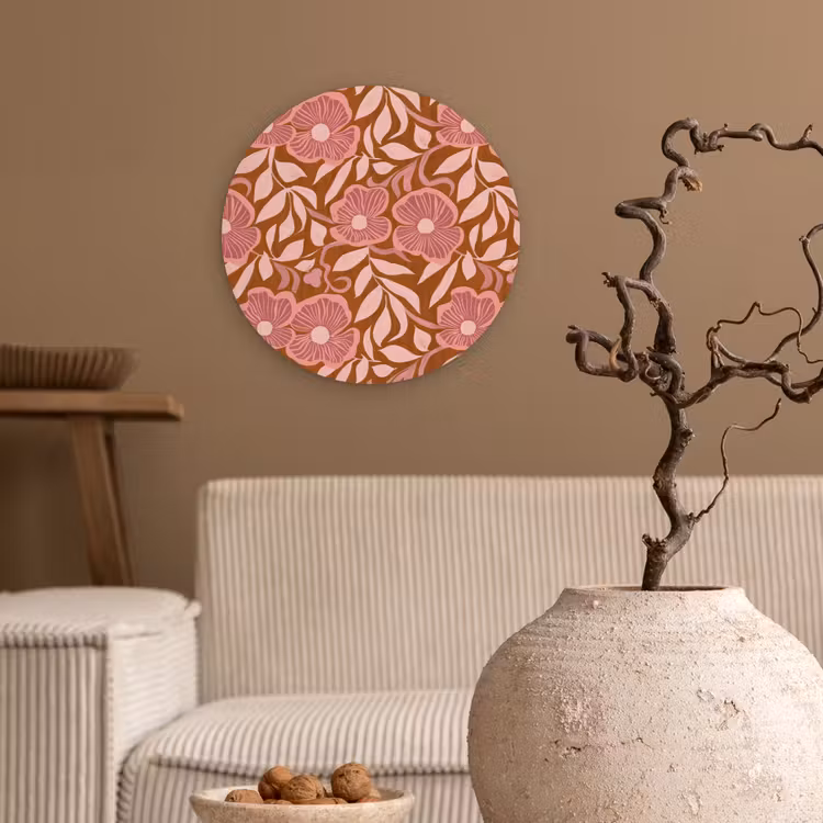 Sfeer - Bloemen - Roze Wandcirkel kunststof plaat 5mm dik klein 188 -sfeer1