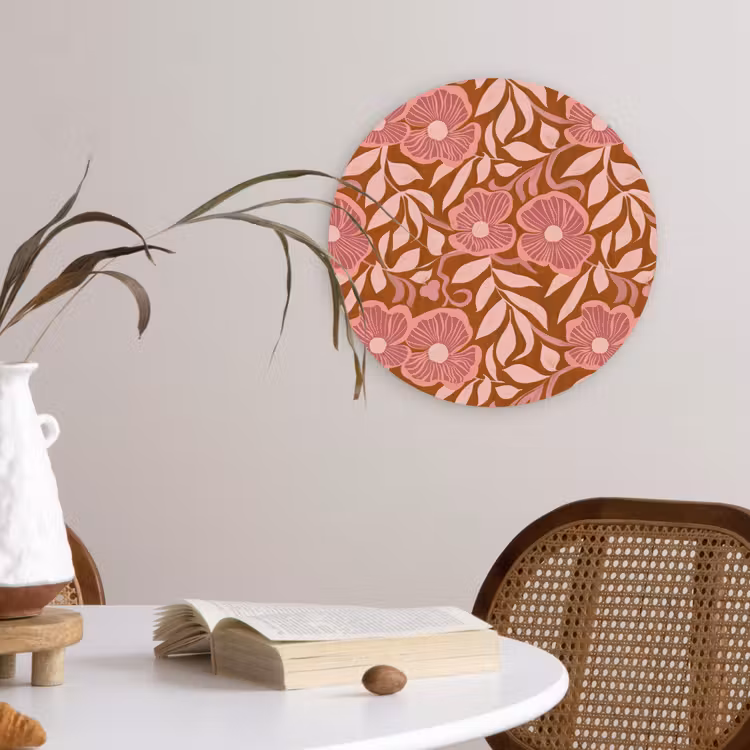 Sfeer - Bloemen - Roze Wandcirkel kunststof plaat 5mm dik klein 188 -sfeer4