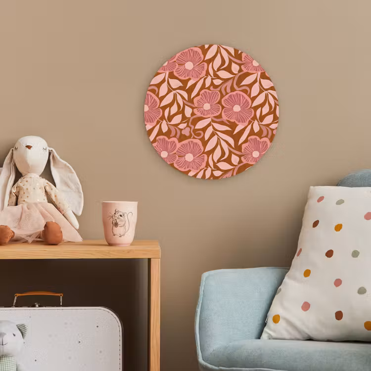 Sfeer - Bloemen - Roze Wandcirkel kunststof plaat 5mm dik klein 188 -tsfeer1_kind