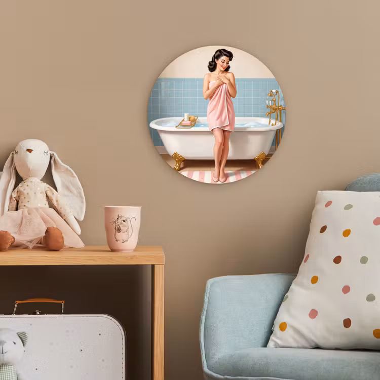 Badkamer - Vrouw - Roze Wandcirkel kunststof plaat 5mm dik klein -tsfeer1_kind