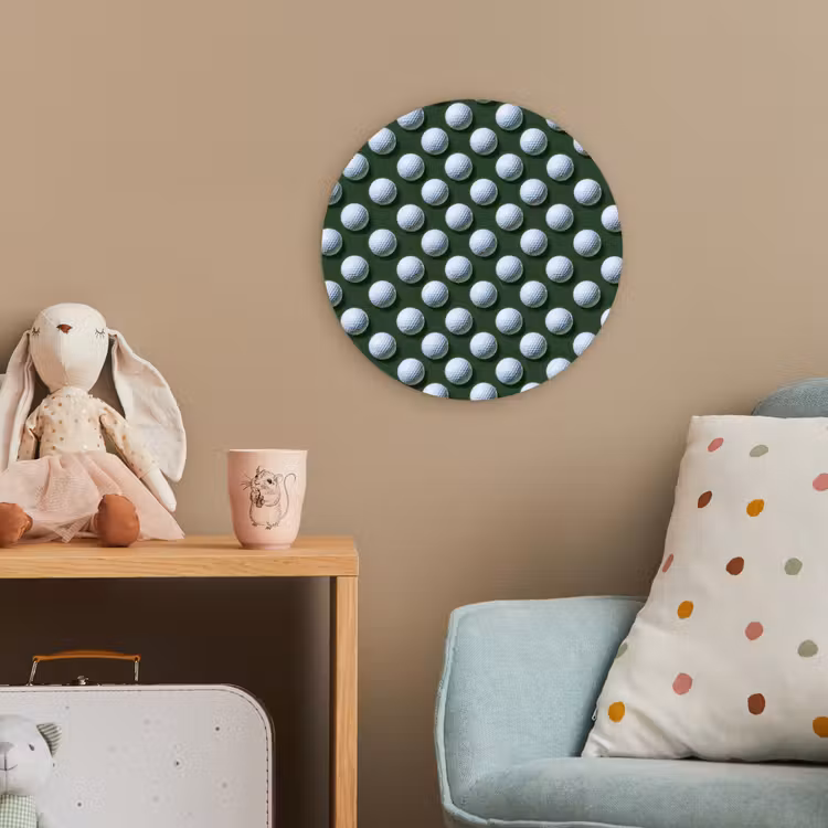 Ballen - Golf - Groen Wandcirkel kunststof plaat 5mm dik klein 188 -tsfeer1_kind