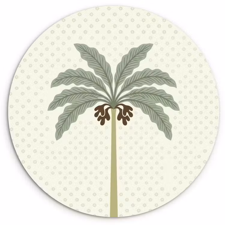 Boom - Bladeren - Groen - Decoratief - Beige Wandcirkel kunststof plaat 5mm dik klein -3d
