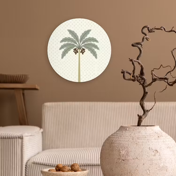 Boom - Bladeren - Groen - Decoratief - Beige Wandcirkel kunststof plaat 5mm dik klein -sfeer1