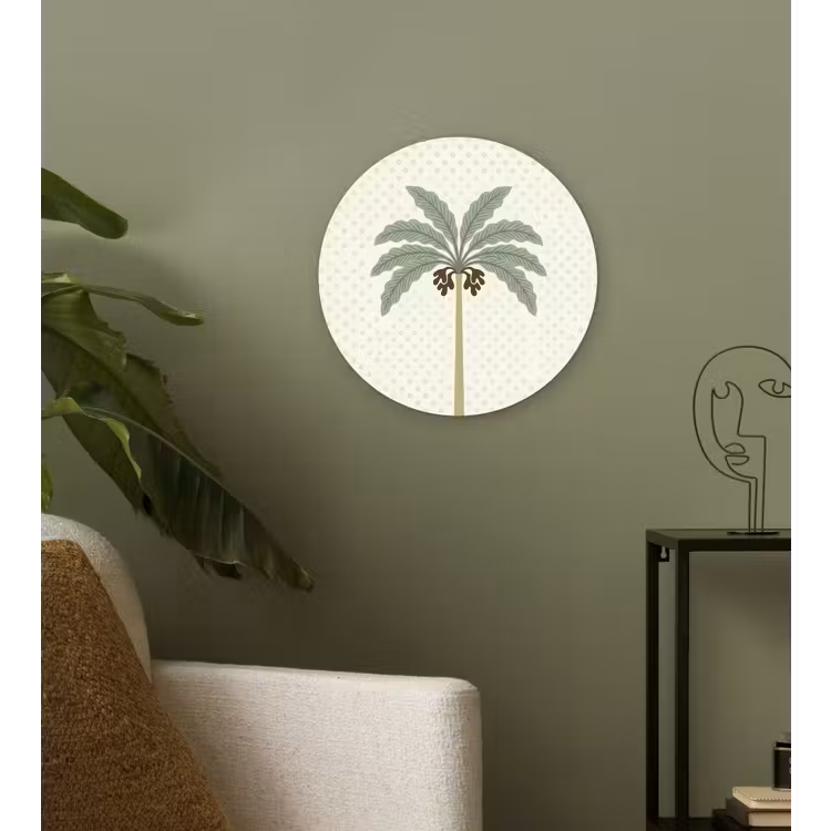 Boom - Bladeren - Groen - Decoratief - Beige Wandcirkel kunststof plaat 5mm dik klein -sfeer3