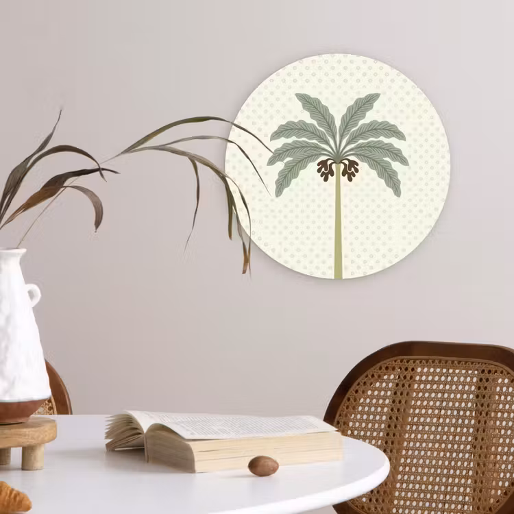 Boom - Bladeren - Groen - Decoratief - Beige Wandcirkel kunststof plaat 5mm dik klein -sfeer4