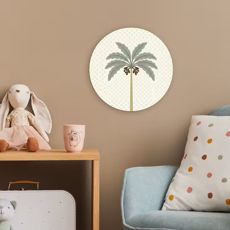 Boom - Bladeren - Groen - Decoratief - Beige Wandcirkel kunststof plaat 5mm dik klein -tsfeer1_kind