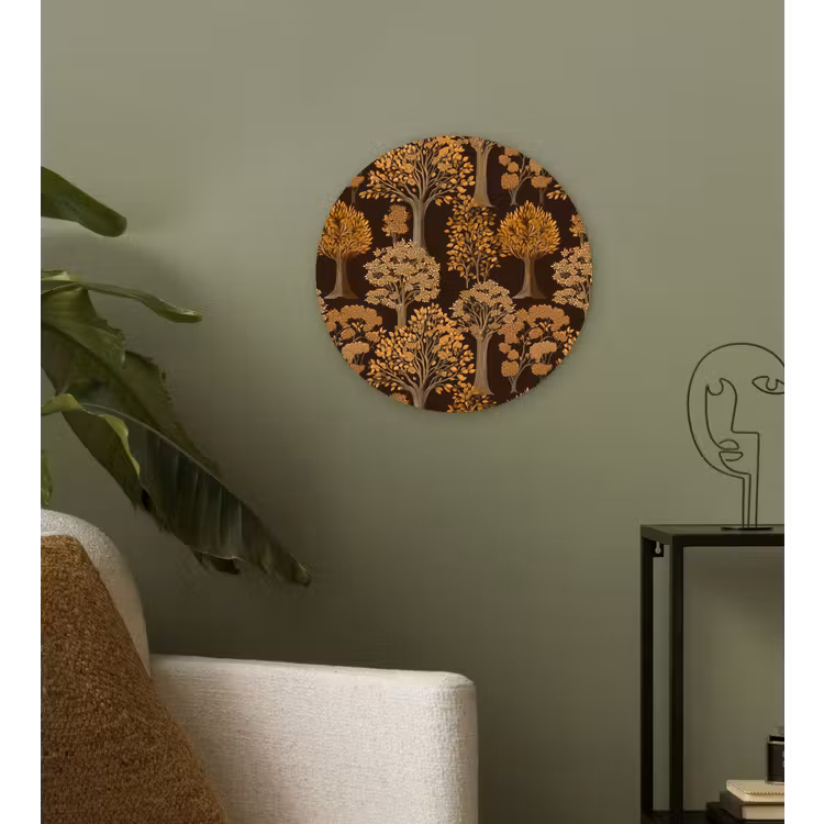 Bomen - Patroon - Bruin Wandcirkel kunststof plaat 5mm dik klein 188 -sfeer3