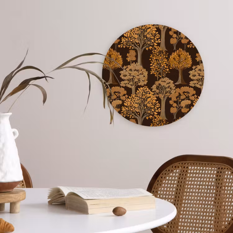 Bomen - Patroon - Bruin Wandcirkel kunststof plaat 5mm dik klein 188 -sfeer4