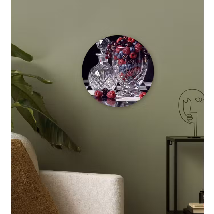 Forexbild Rund - Beeren – Kristall – Stillleben - Bessen - Kristal - Stilleven Wandcirkel kunststof plaat 5mm dik klein