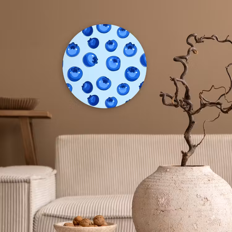 Bessen - Modern - Blauw Wandcirkel kunststof plaat 5mm dik klein 188 -sfeer1