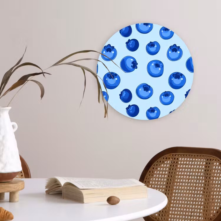 Bessen - Modern - Blauw Wandcirkel kunststof plaat 5mm dik klein 188 -sfeer4