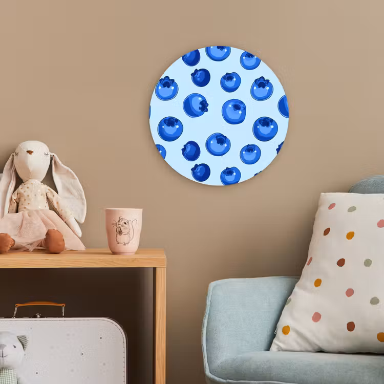 Bessen - Modern - Blauw Wandcirkel kunststof plaat 5mm dik klein 188 -tsfeer1_kind