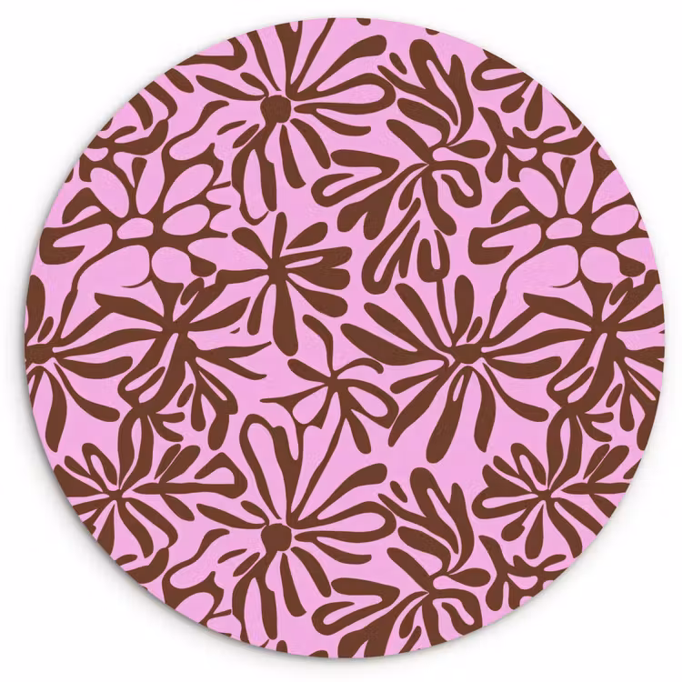 Organisch - Patroon - Roze Wandcirkel kunststof plaat 5mm dik klein 188 -3d