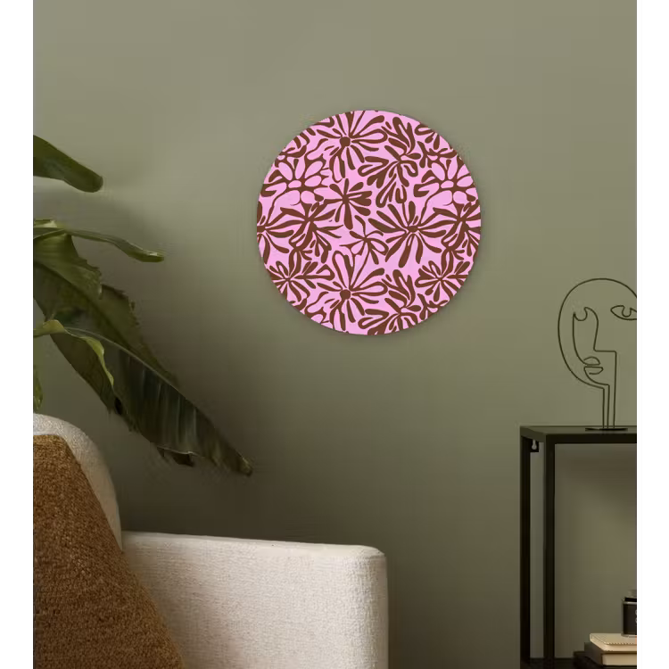 Organisch - Patroon - Roze Wandcirkel kunststof plaat 5mm dik klein 188 -sfeer3