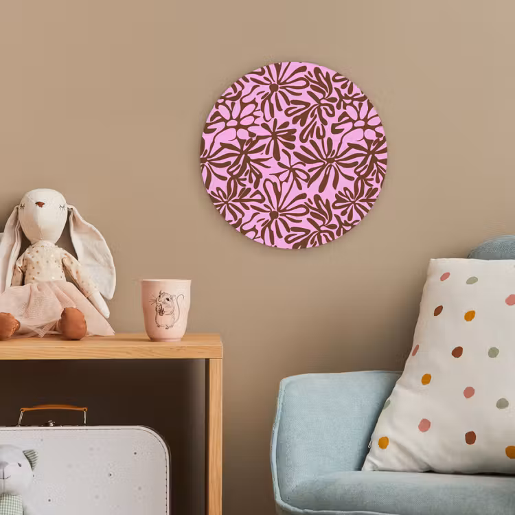 Organisch - Patroon - Roze Wandcirkel kunststof plaat 5mm dik klein 188 -tsfeer1_kind