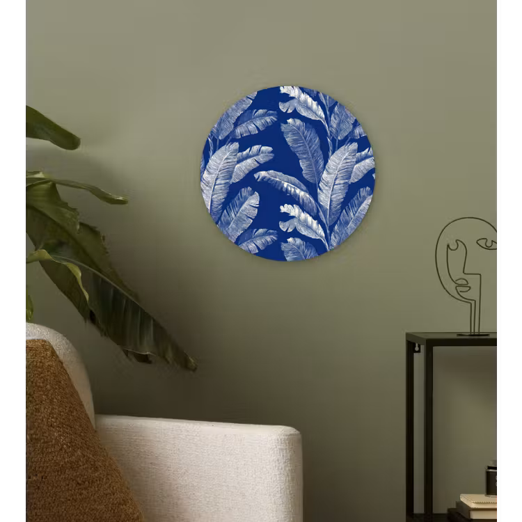 Blad - Palm - Blauw Wandcirkel kunststof plaat 5mm dik klein 188 -sfeer3