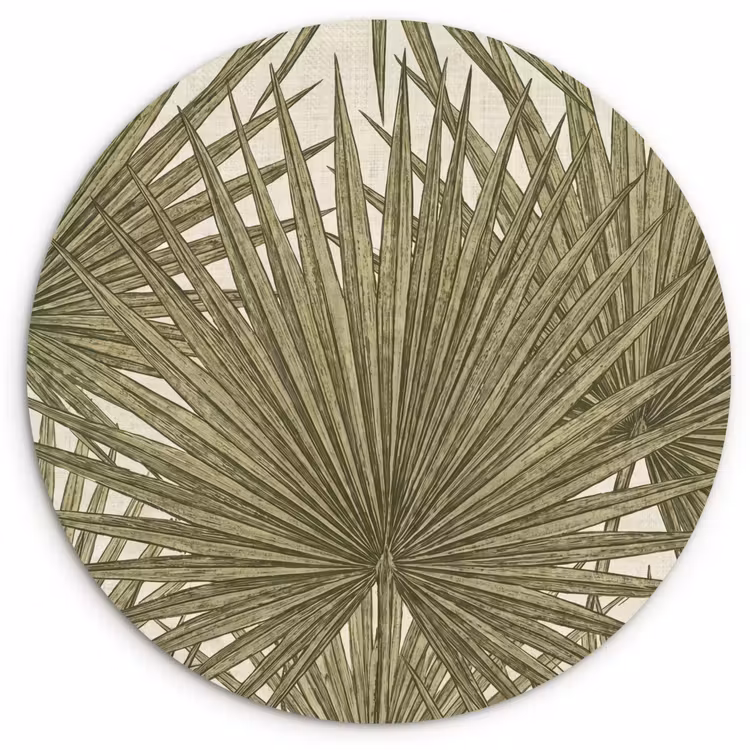 Blad - Tropisch - Patroon - Natuur - Groen Wandcirkel kunststof plaat 5mm dik klein -3d