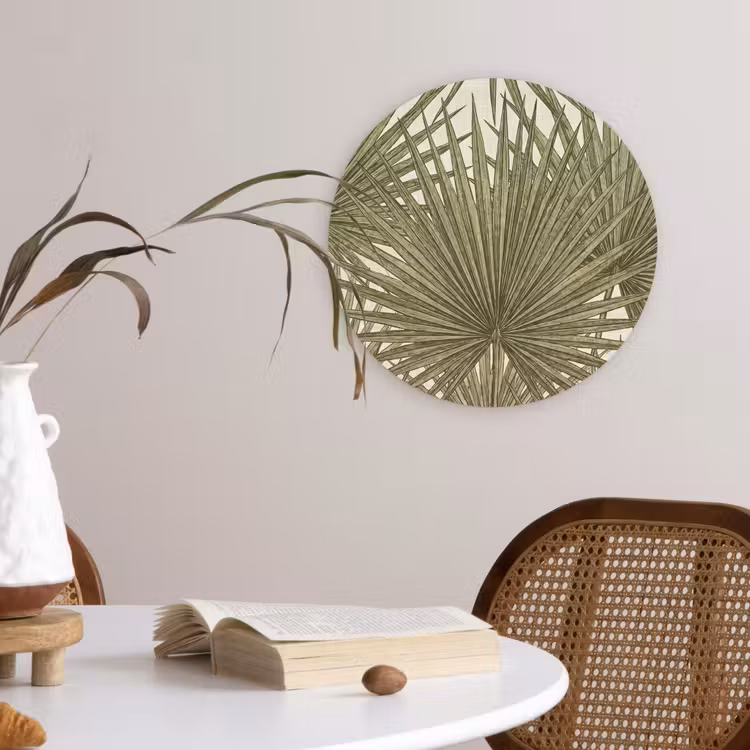 Blad - Tropisch - Patroon - Natuur - Groen Wandcirkel kunststof plaat 5mm dik klein -sfeer4