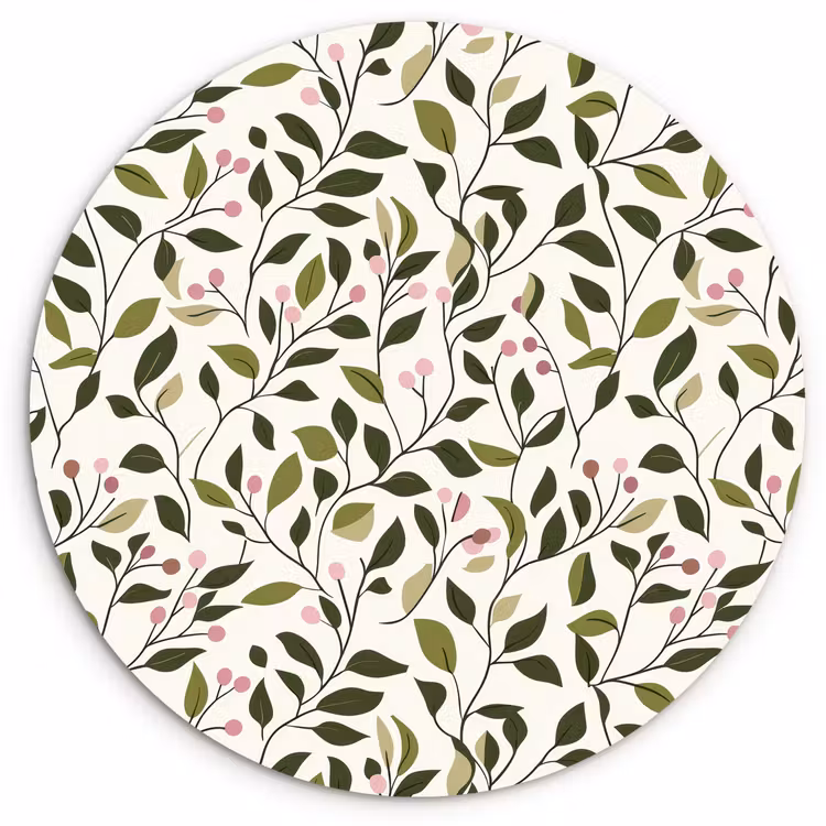Bladeren - Bessen - Roze Wandcirkel kunststof plaat 5mm dik klein 188 -3d