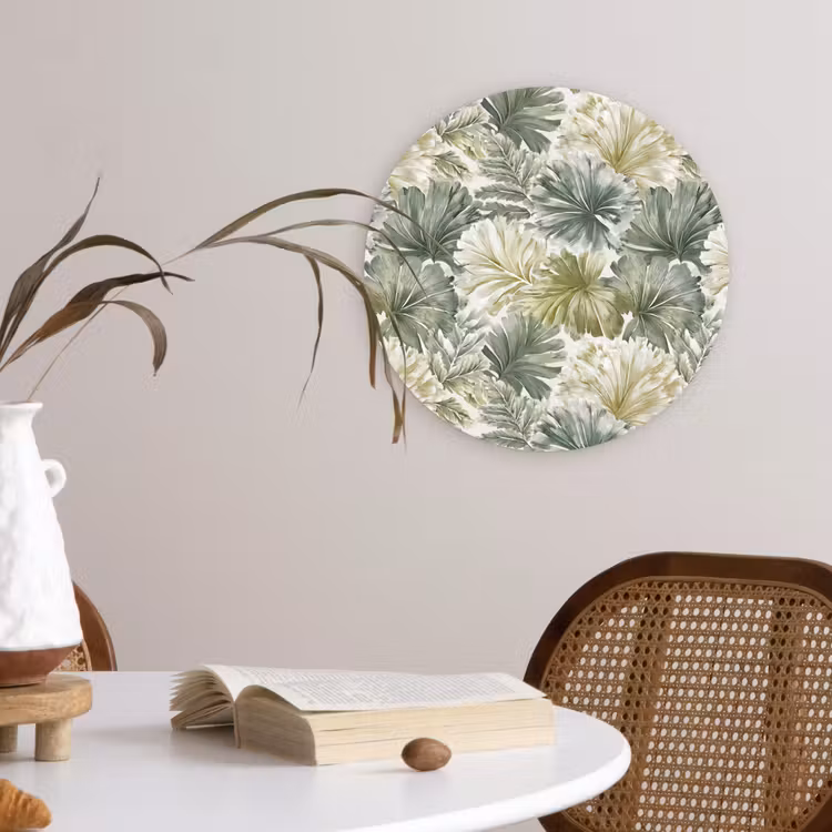 Bladeren - Botanisch - Groen Wandcirkel kunststof plaat 5mm dik klein 188 -sfeer4