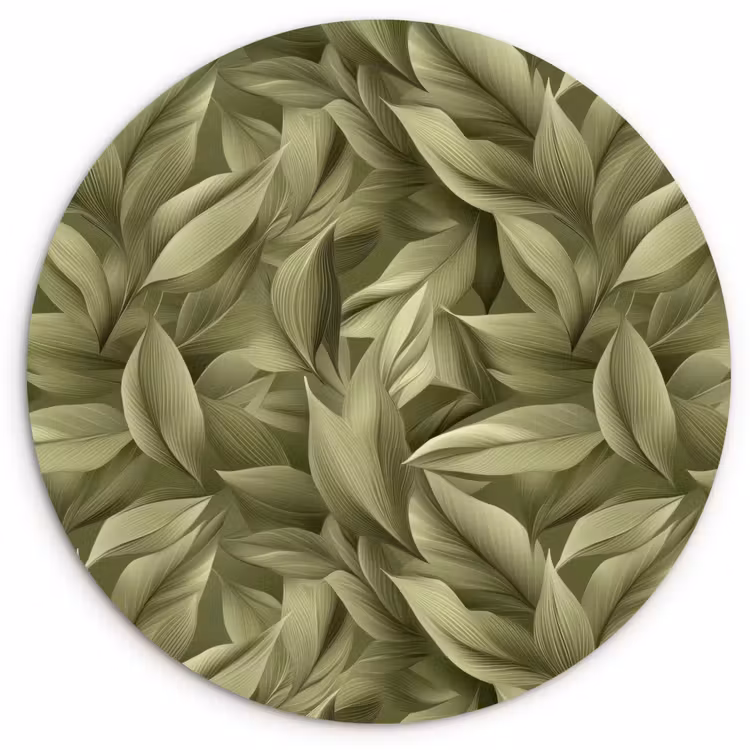 Bladeren - Modern - Groen Wandcirkel kunststof plaat 5mm dik klein 188 -3d