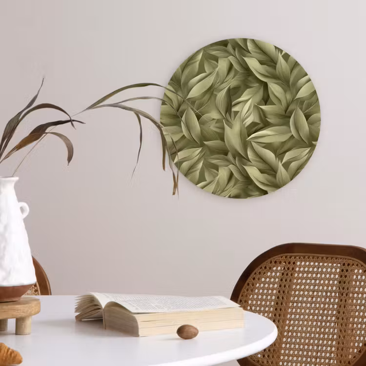 Bladeren - Modern - Groen Wandcirkel kunststof plaat 5mm dik klein 188 -sfeer4