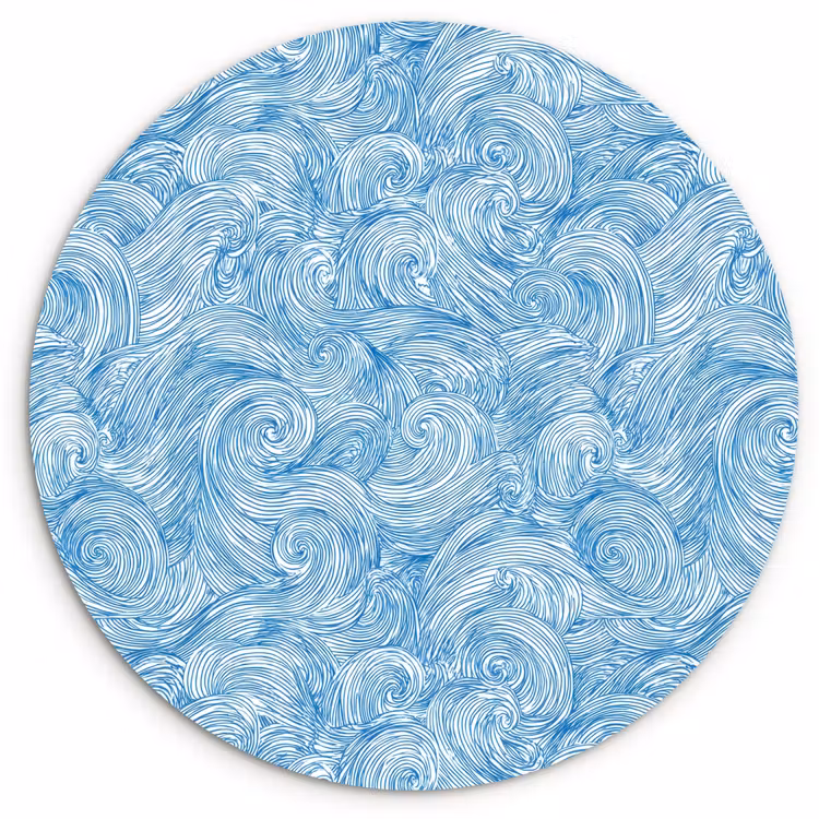 Blauw - Wit - Spiraal - Golven - Lijnen Wandcirkel kunststof plaat 5mm dik klein 188 -3d