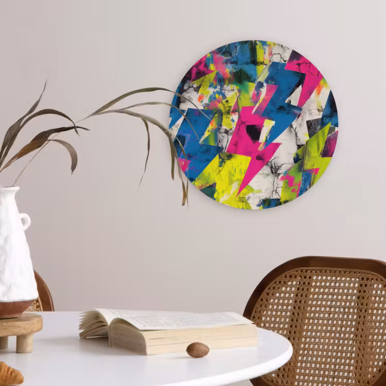 Bliksemschichten - Patroon - Marmer - Kleuren Wandcirkel kunststof plaat 5mm dik klein -sfeer4