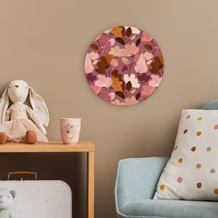 Bloem - Patroon - Roze Wandcirkel kunststof plaat 5mm dik klein 188 -tsfeer1_kind