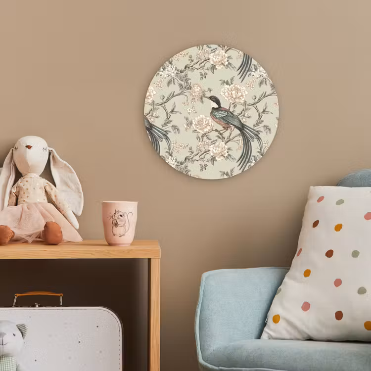 Bloem - Vogel - Kleurrijk Wandcirkel kunststof plaat 5mm dik klein 188 -tsfeer1_kind