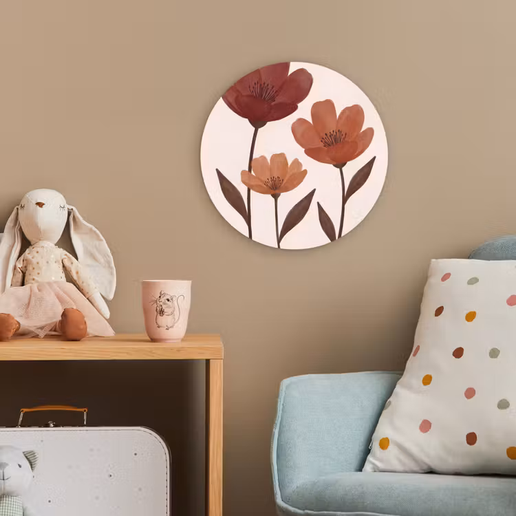 Bloemen - Abstract - Modern - Bruin - Decoratief Wandcirkel kunststof plaat 5mm dik klein -tsfeer1_kind