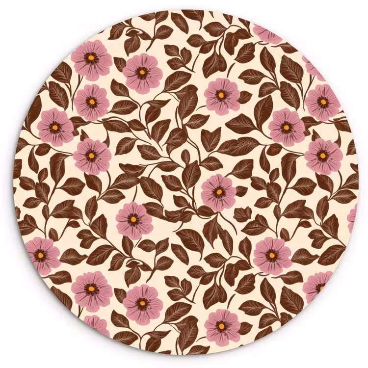 Bloemen - Bladeren - Kleurrijk Wandcirkel kunststof plaat 5mm dik klein 188 -3d