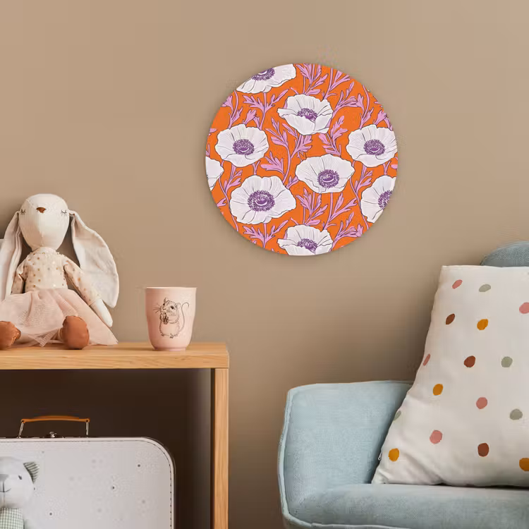 Bloemen - Grafisch - Oranje Wandcirkel kunststof plaat 5mm dik klein 188 -tsfeer1_kind