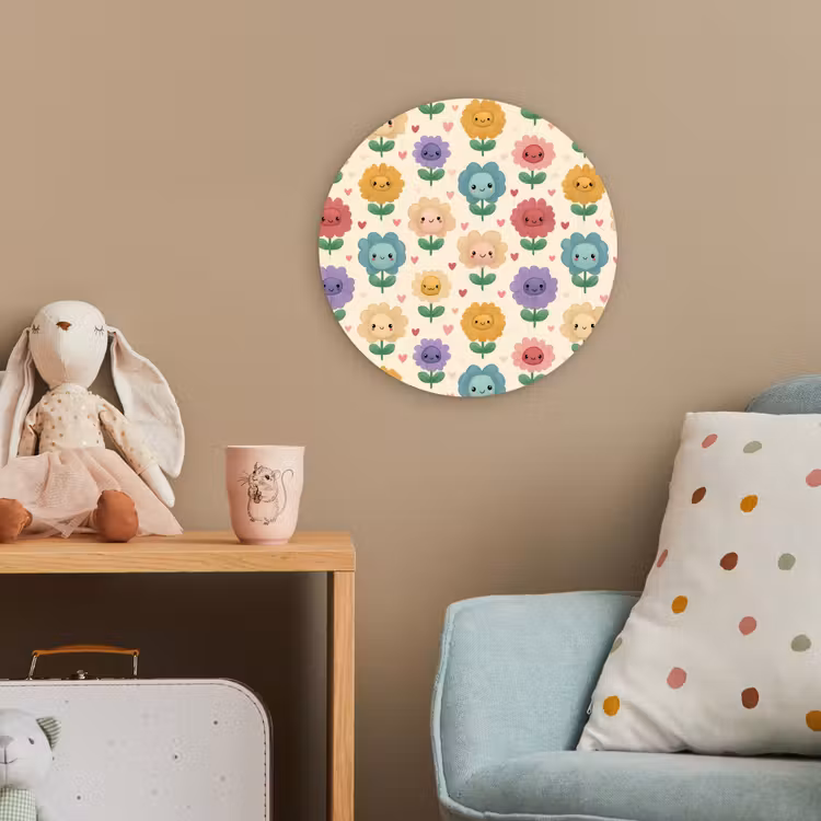 Bloemen - Hartjes - Kleurrijk Wandcirkel kunststof plaat 5mm dik klein 188 -tsfeer1_kind