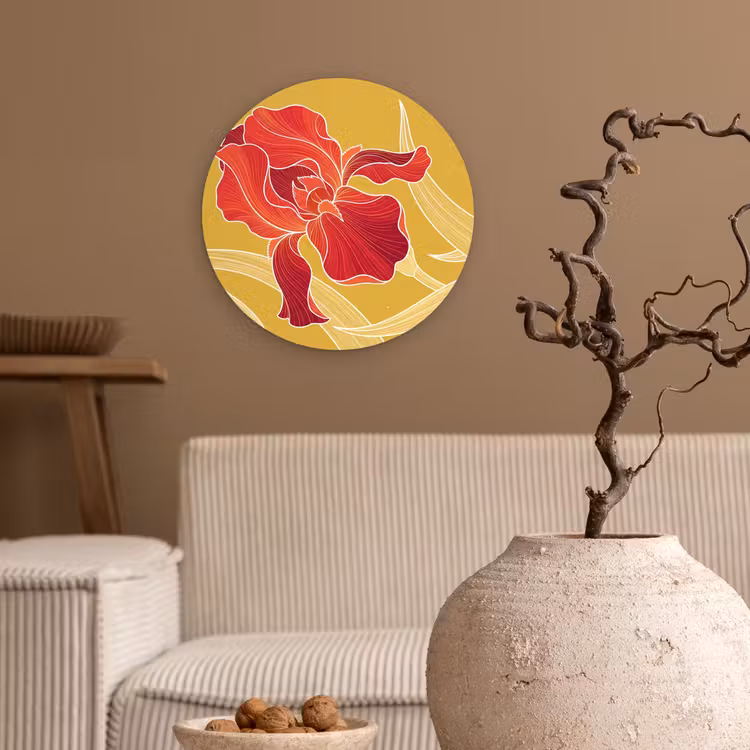 Forexbild Rund - Blumen – Illustration – Rot - Bloemen - Illustratie - Rood Wandcirkel kunststof plaat 5mm dik klein