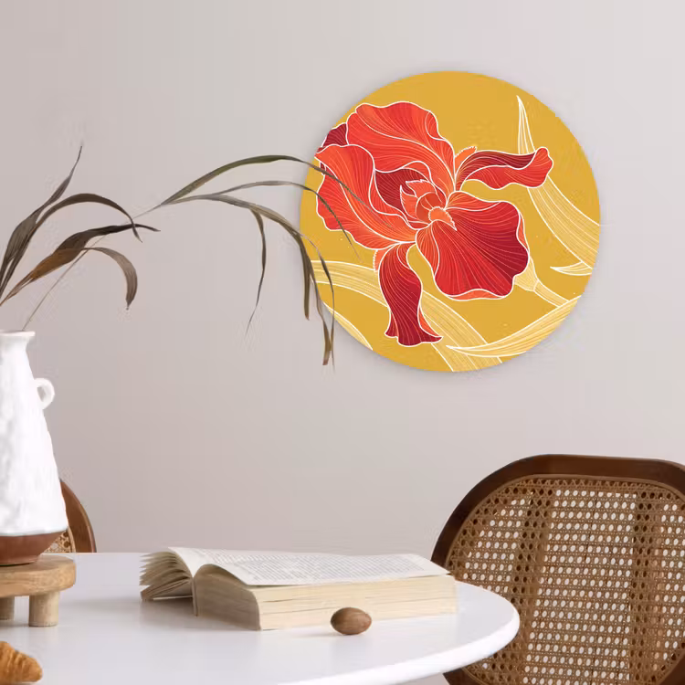 Forexbild Rund - Blumen – Illustration – Rot - Bloemen - Illustratie - Rood Wandcirkel kunststof plaat 5mm dik klein