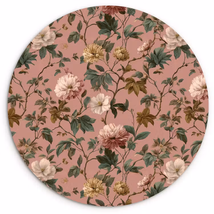 Bloemen - Klassiek - Roze Wandcirkel kunststof plaat 5mm dik klein 188 -3d